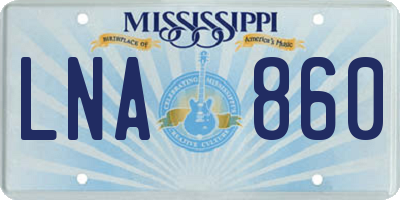 MS license plate LNA860
