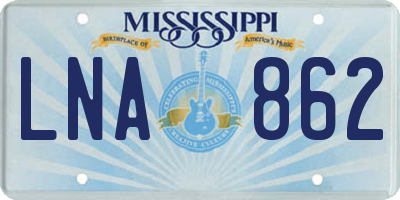MS license plate LNA862