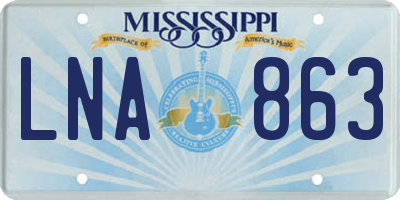 MS license plate LNA863