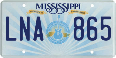 MS license plate LNA865