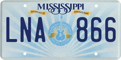 MS license plate LNA866