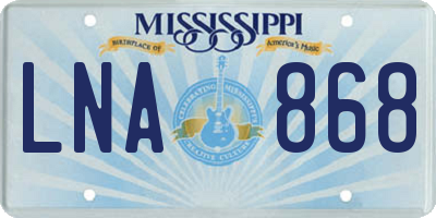 MS license plate LNA868