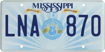 MS license plate LNA870