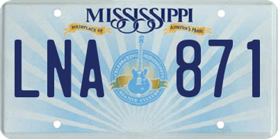 MS license plate LNA871