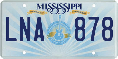MS license plate LNA878