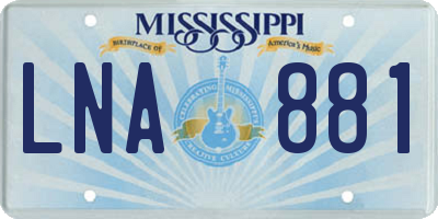 MS license plate LNA881