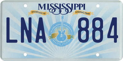 MS license plate LNA884