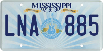 MS license plate LNA885