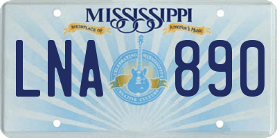 MS license plate LNA890