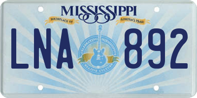 MS license plate LNA892