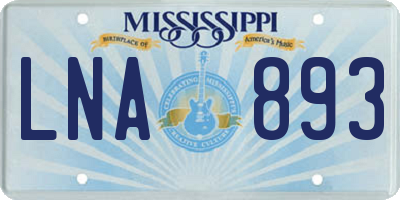 MS license plate LNA893