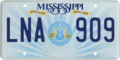 MS license plate LNA909