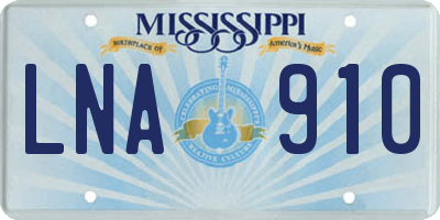 MS license plate LNA910