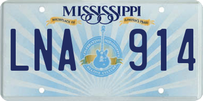 MS license plate LNA914