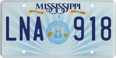 MS license plate LNA918