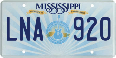MS license plate LNA920