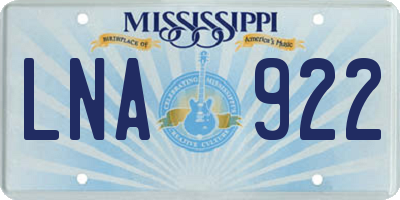 MS license plate LNA922
