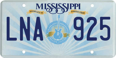 MS license plate LNA925