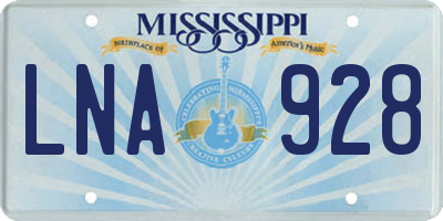 MS license plate LNA928