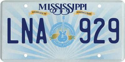 MS license plate LNA929