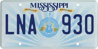 MS license plate LNA930