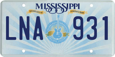 MS license plate LNA931