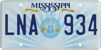 MS license plate LNA934