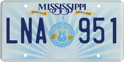 MS license plate LNA951