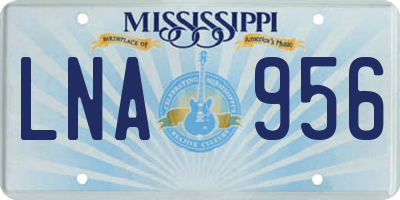 MS license plate LNA956