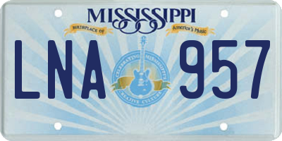 MS license plate LNA957