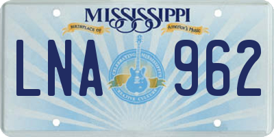 MS license plate LNA962