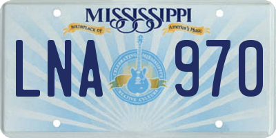 MS license plate LNA970
