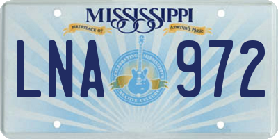 MS license plate LNA972