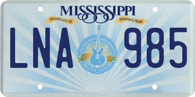 MS license plate LNA985