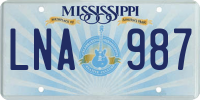 MS license plate LNA987