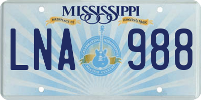 MS license plate LNA988