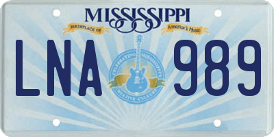 MS license plate LNA989