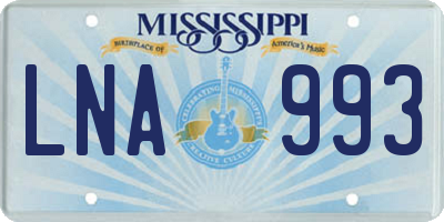 MS license plate LNA993
