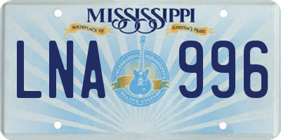 MS license plate LNA996