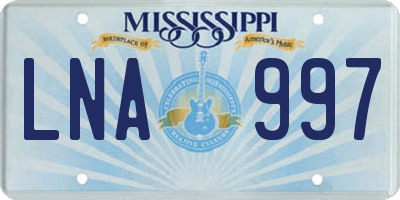 MS license plate LNA997
