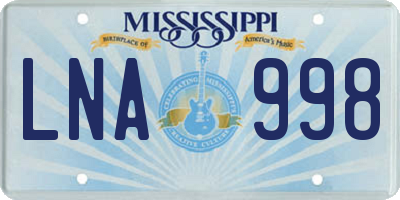 MS license plate LNA998