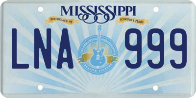 MS license plate LNA999