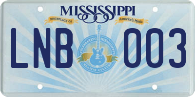 MS license plate LNB003