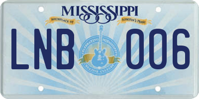 MS license plate LNB006
