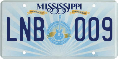 MS license plate LNB009