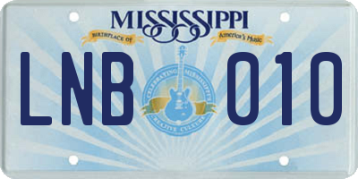 MS license plate LNB010