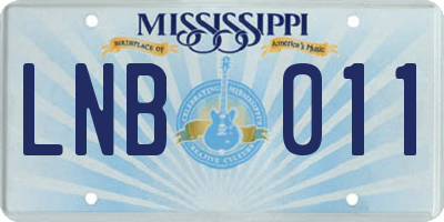 MS license plate LNB011