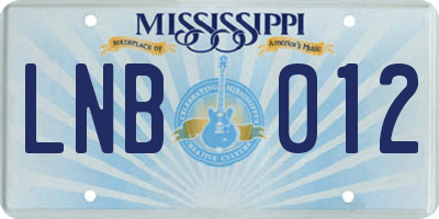 MS license plate LNB012