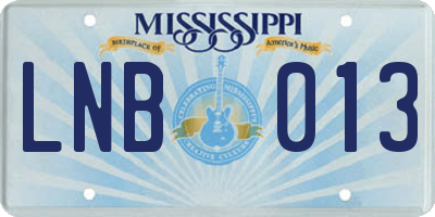 MS license plate LNB013