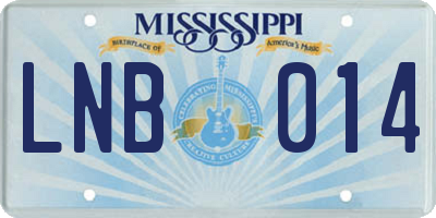 MS license plate LNB014